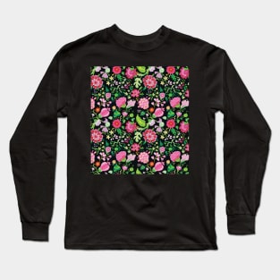 Flower red repeating pattern Long Sleeve T-Shirt